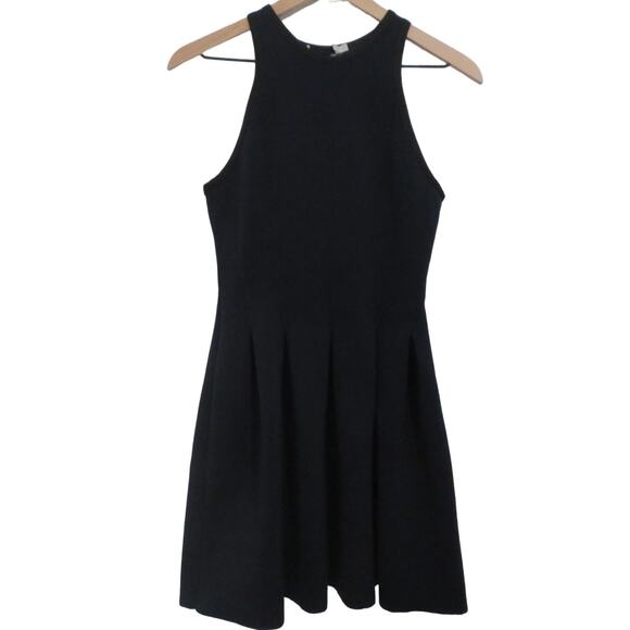 Alexander Wang Womens Sz M Navy Blue Neoprene Scuba Pleated Dress Mini Dress - Picture 1 of 6